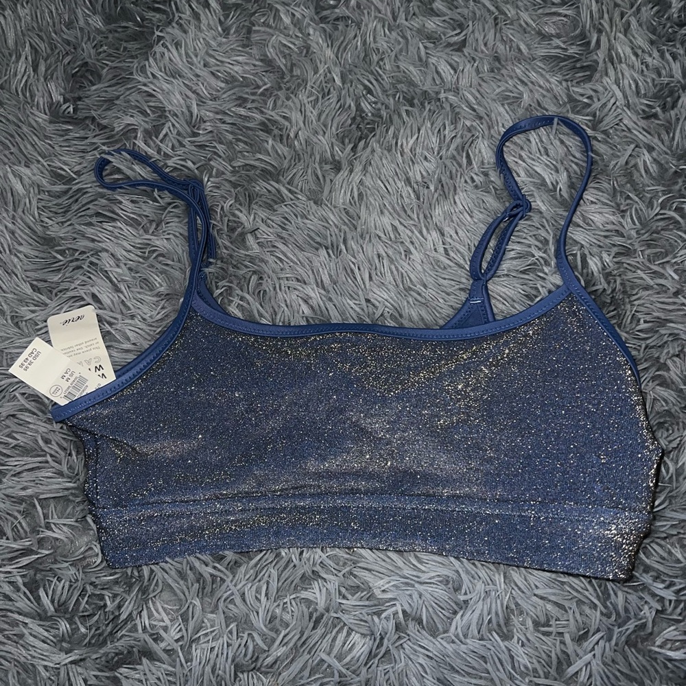 NWT AERIE Sparkly Blue Bikini top